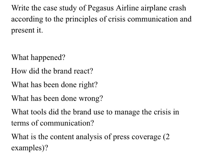 Write the case study of Pegasus Airline airplane