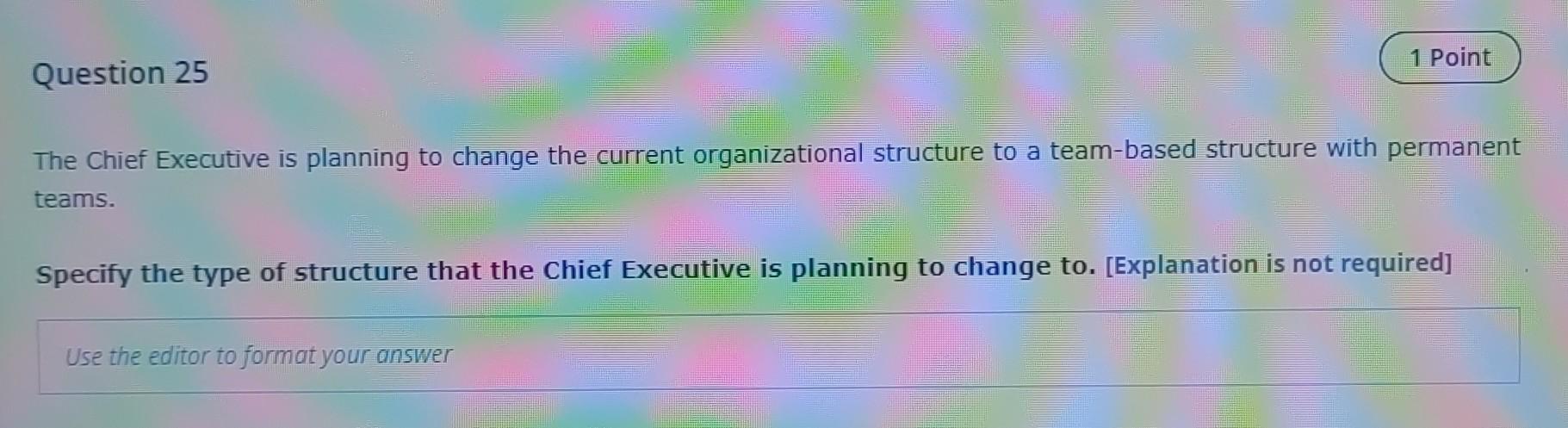I have 20 minutes, I want a short answer 1 Point
