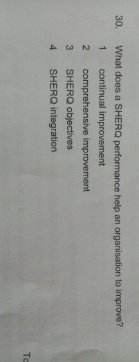 30. What does a SHERQ performance help an