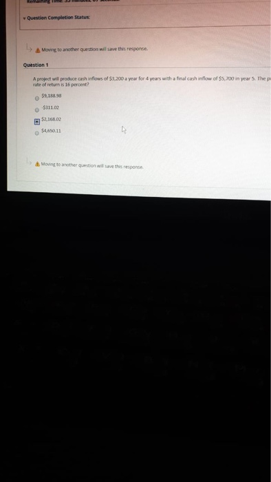 Question Completion Status Moving to another