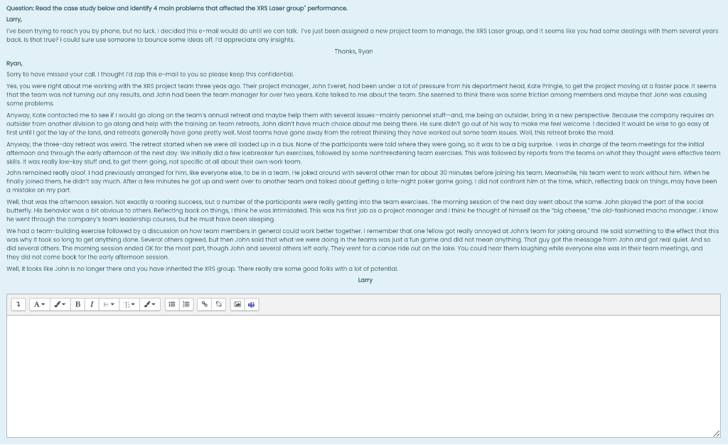 Question: Read the case study below and identify