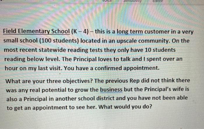 or Field Elementary School (K-4) - this is a long