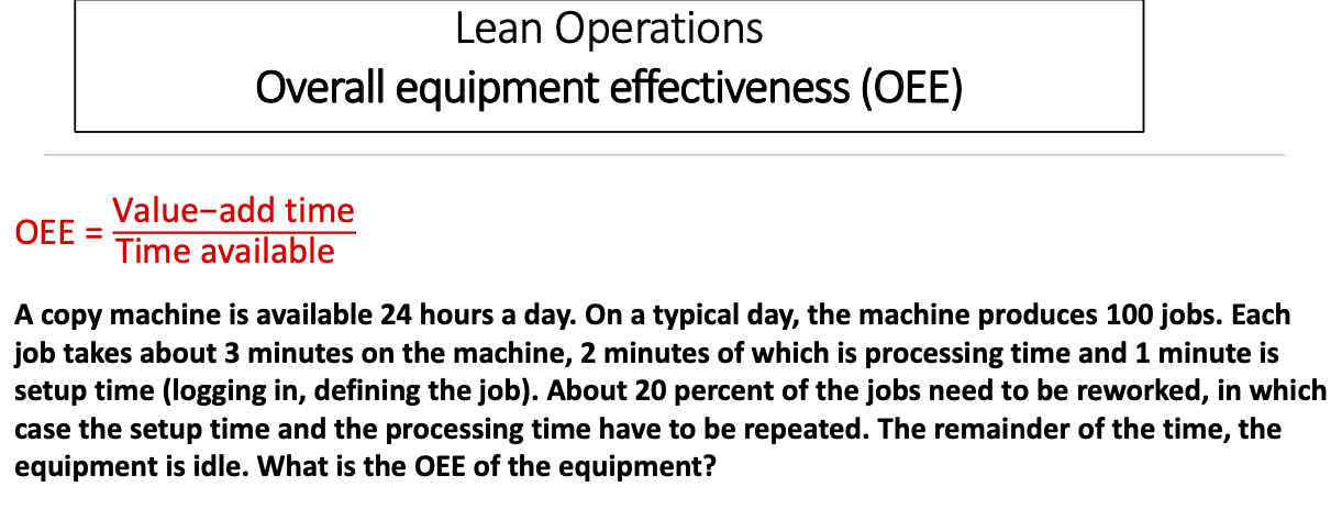 Lean Operations Overall equipment effectiveness