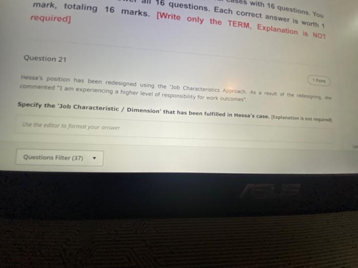 es with 16 questions. You 16 questions. Each