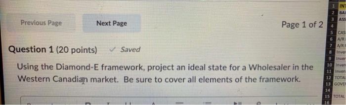 Previous Page Next Page Question 1 (20 points)