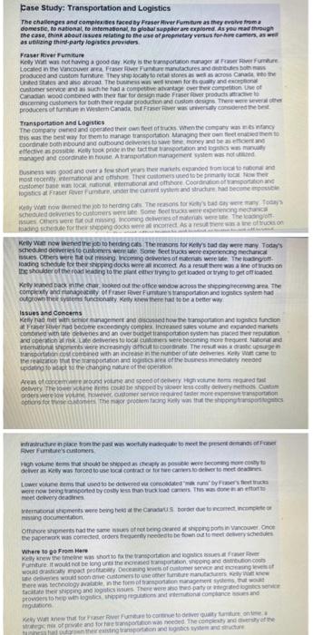 case study : transportation and logistics Chapter