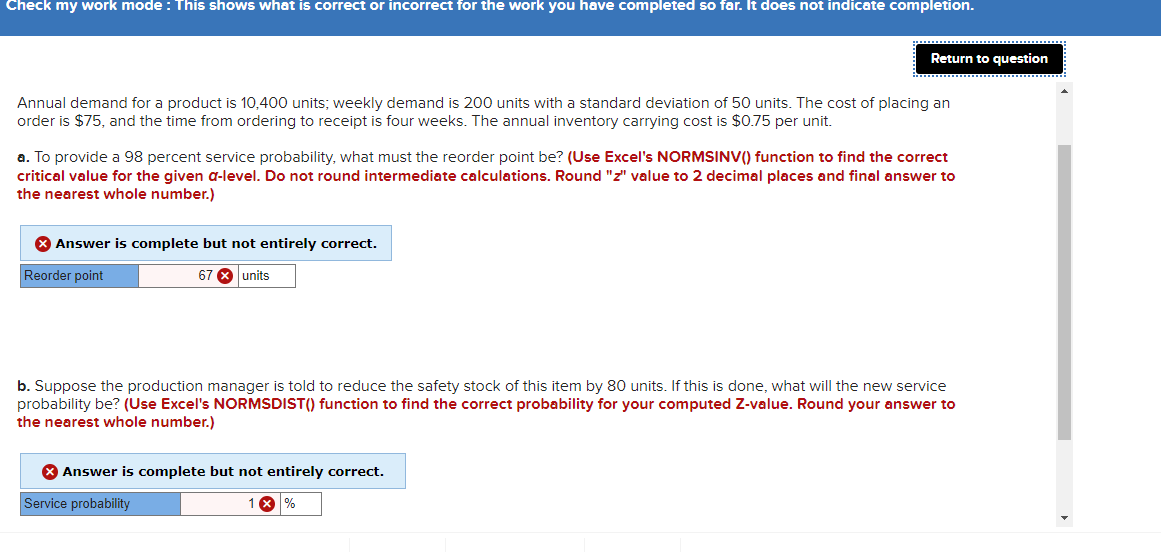 Check my work mode : This shows what is correct