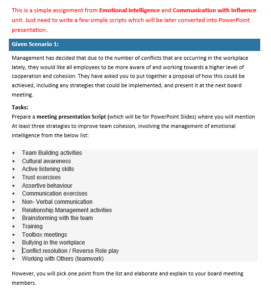 This is a simple assignment from Emotional