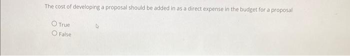 The cost of developing a proposal should be added