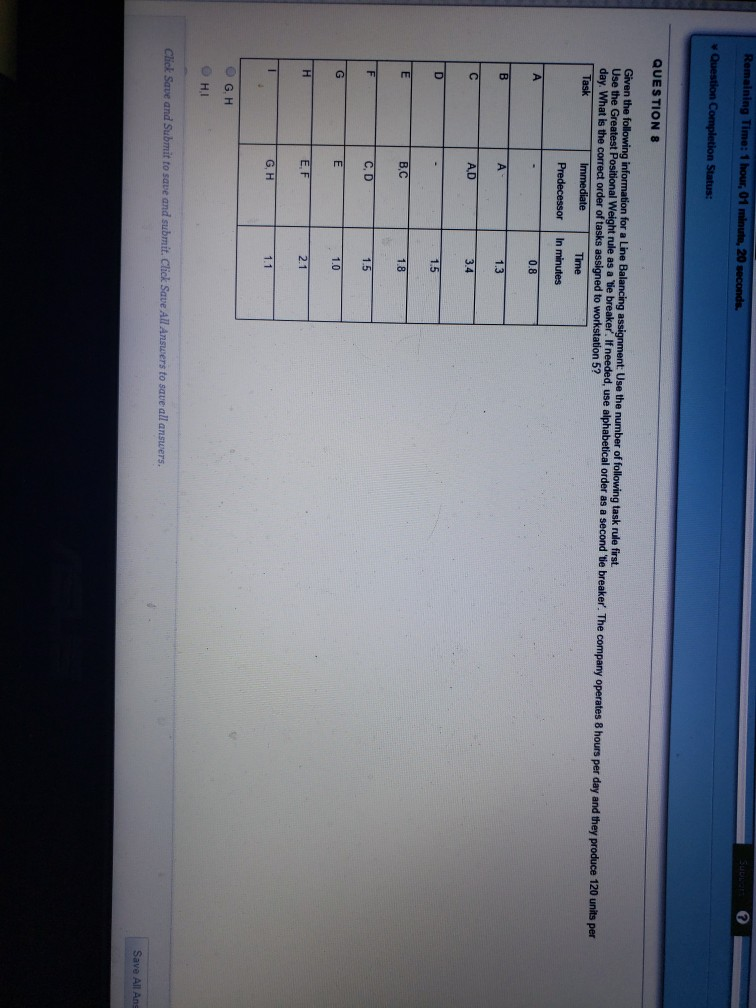 Remaining Time: 1 hour, 01 minute, 20 seconds.