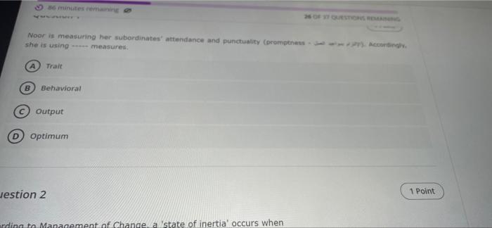 Noor is measuring her subordinates' attendance