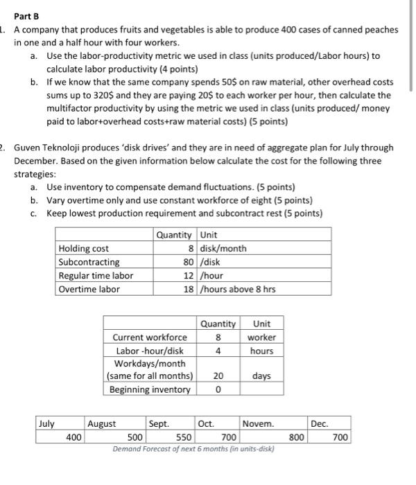 Part B A company that produces fruits and