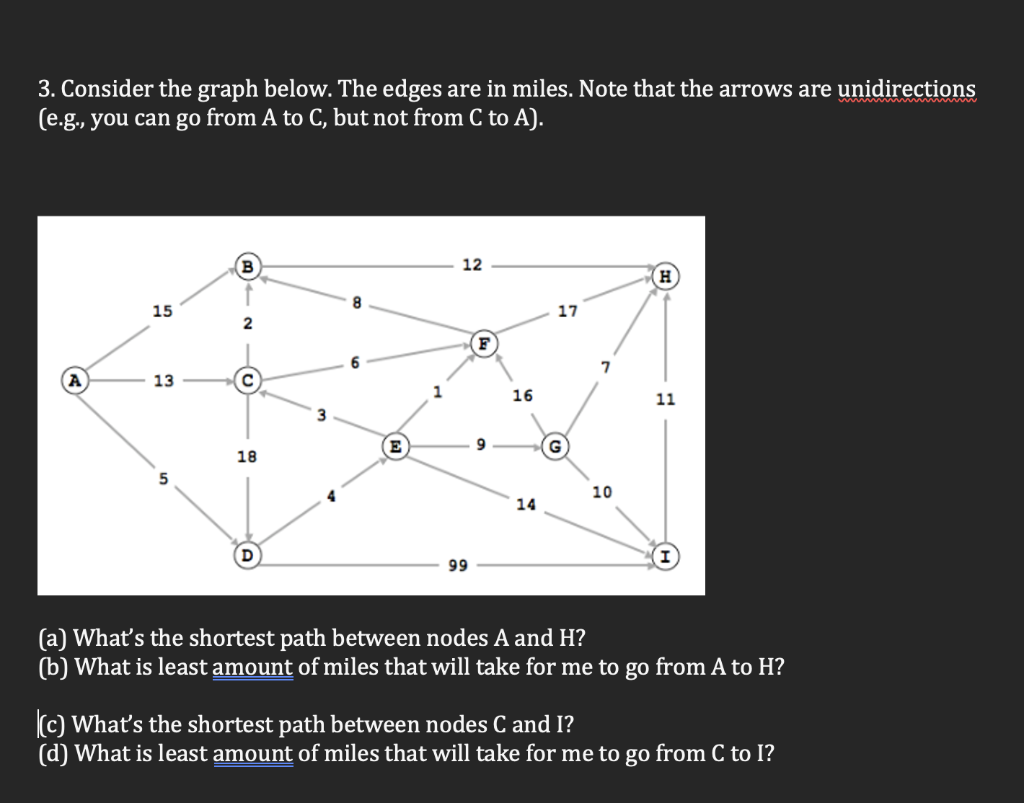 3. Consider the graph below. The edges are in