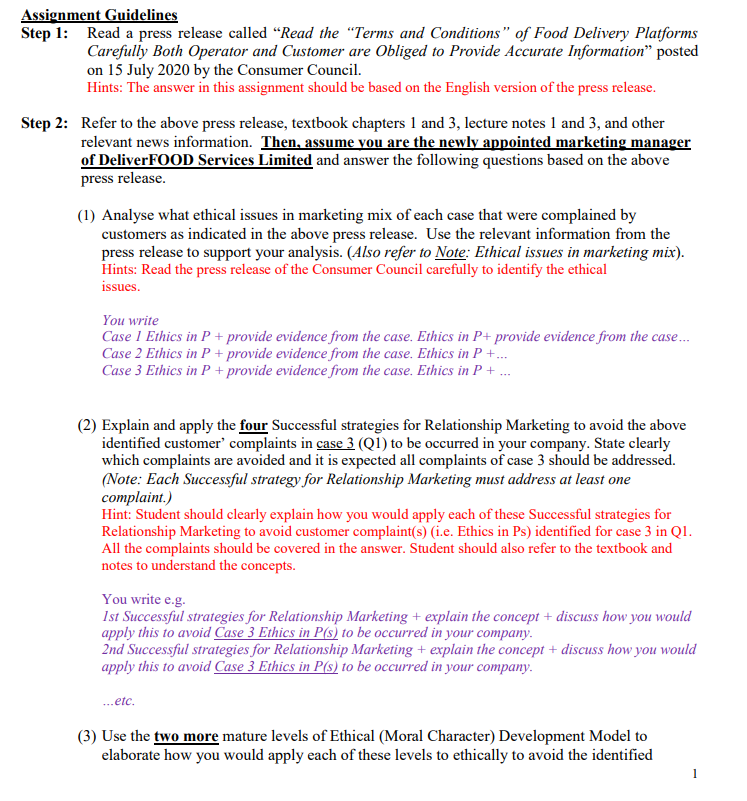 Assignment Guidelines Step 1: Read a press