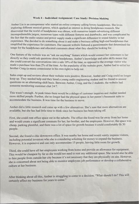 Week 4-Individual Assignment: Case Study: