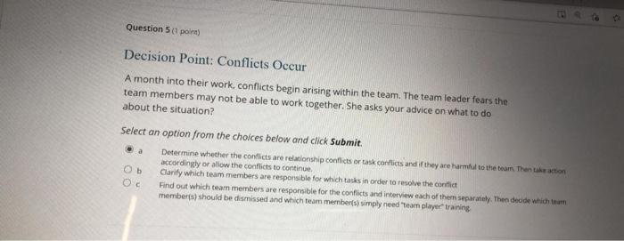 Question 13 points) Decision Point: What Is the