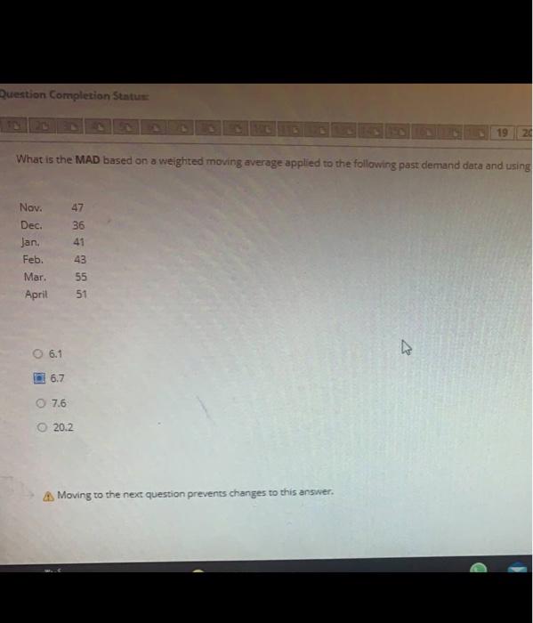Question Completion Status 19 2 What is the MAD