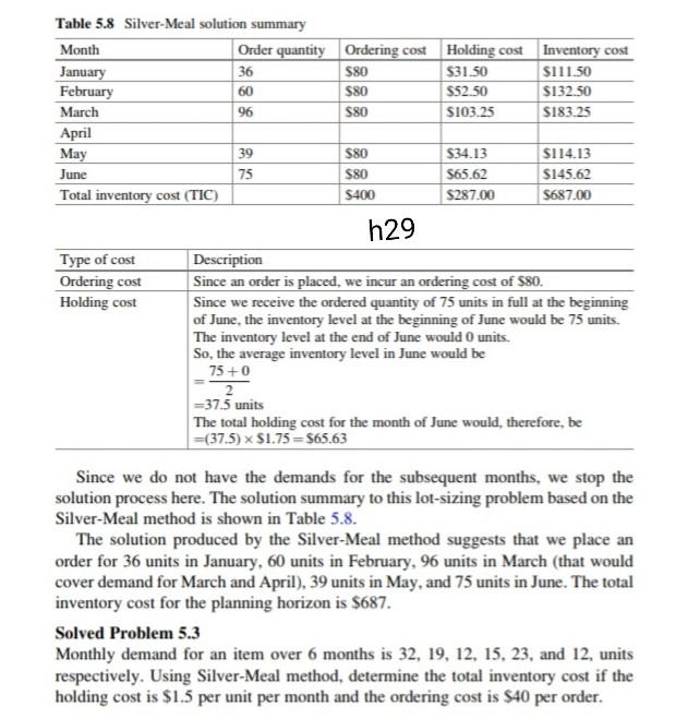 bbi Table 5.8 Silver-Meal solution summary Month