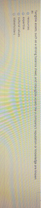 Tangible assets, such as a strong balance sheet