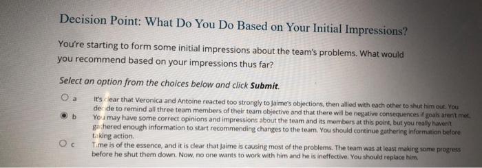 Question 70 point) Decision Point: What New Team