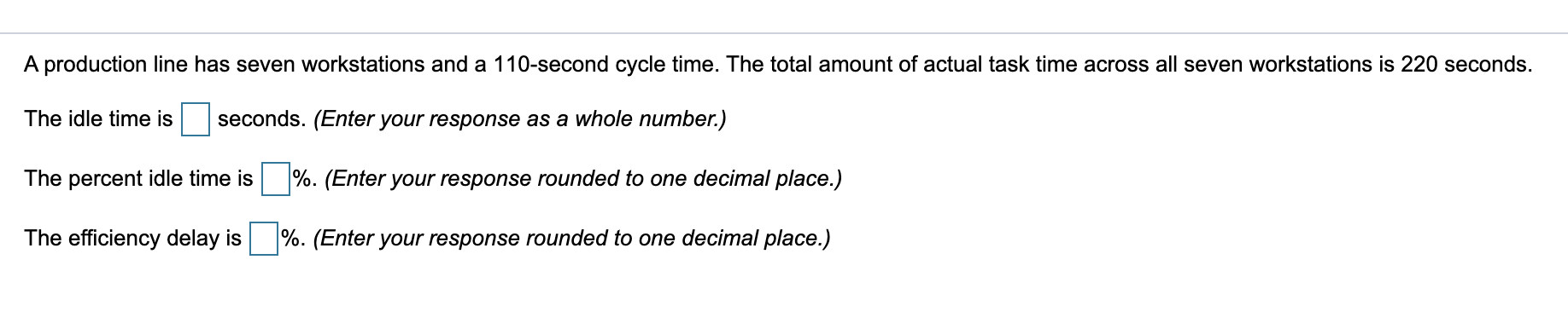 A production line has seven workstations and a