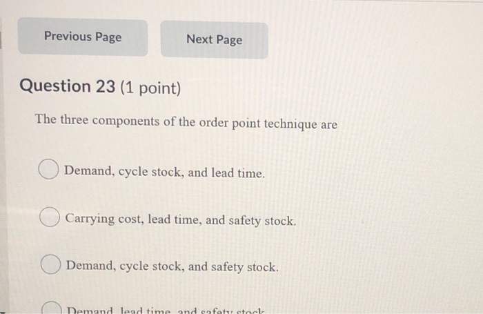 Previous Page Next Page Question 23 (1 point) The