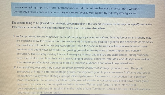 2. Based on the strategic group map in Concepts &