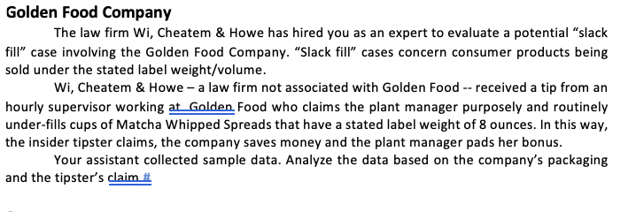 Golden Food Company The law firm Wi, Cheatem &