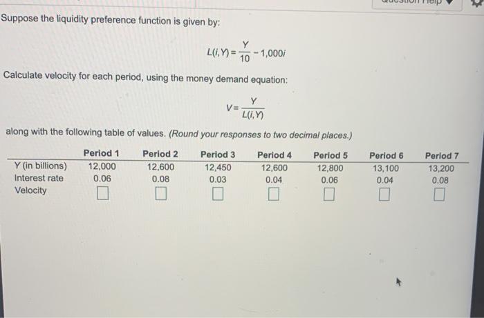 Suppose the liquidity preference function is