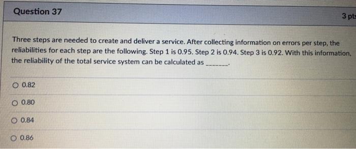 Question 37 3 pt Three steps are needed to create