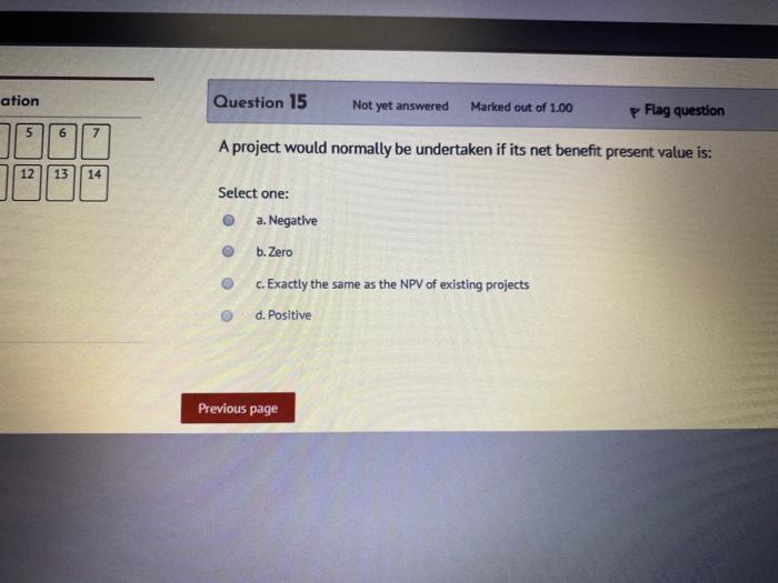 Question 13 Not yet answered Marked out of 1.00