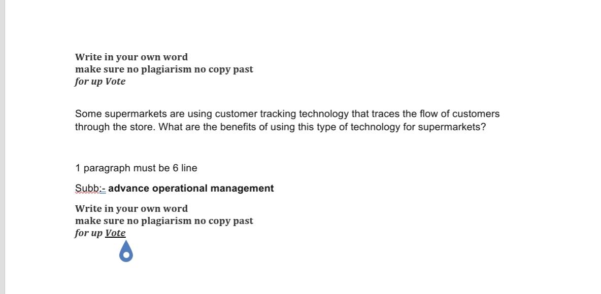 Write in your own word make sure no plagiarism no