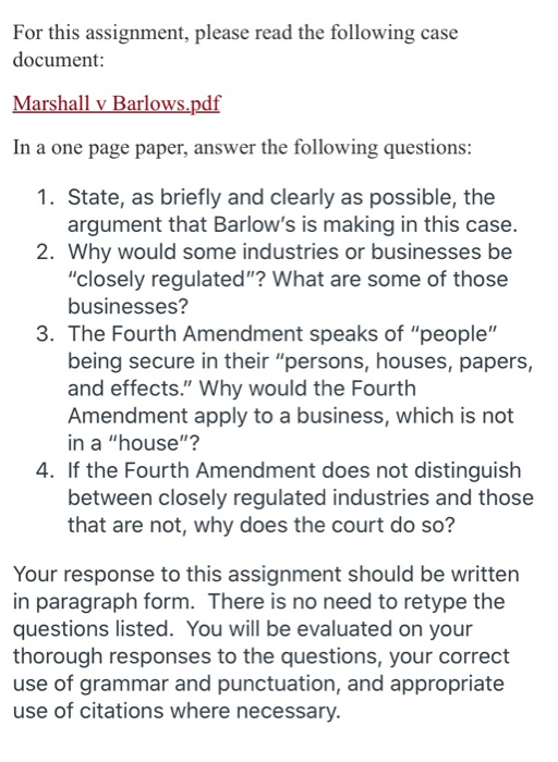 For this assignment, please read the following