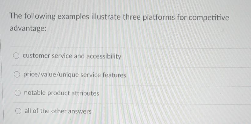 The following examples illustrate three platforms