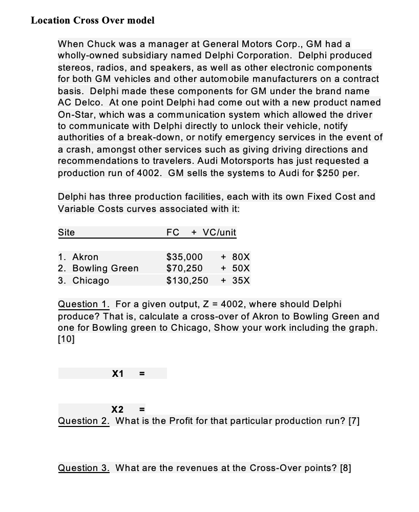 Location Cross Over model When Chuck was a