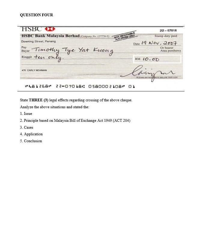 QUESTION ONE Untong Sdn. Bhd. (USB), owned by Mr.