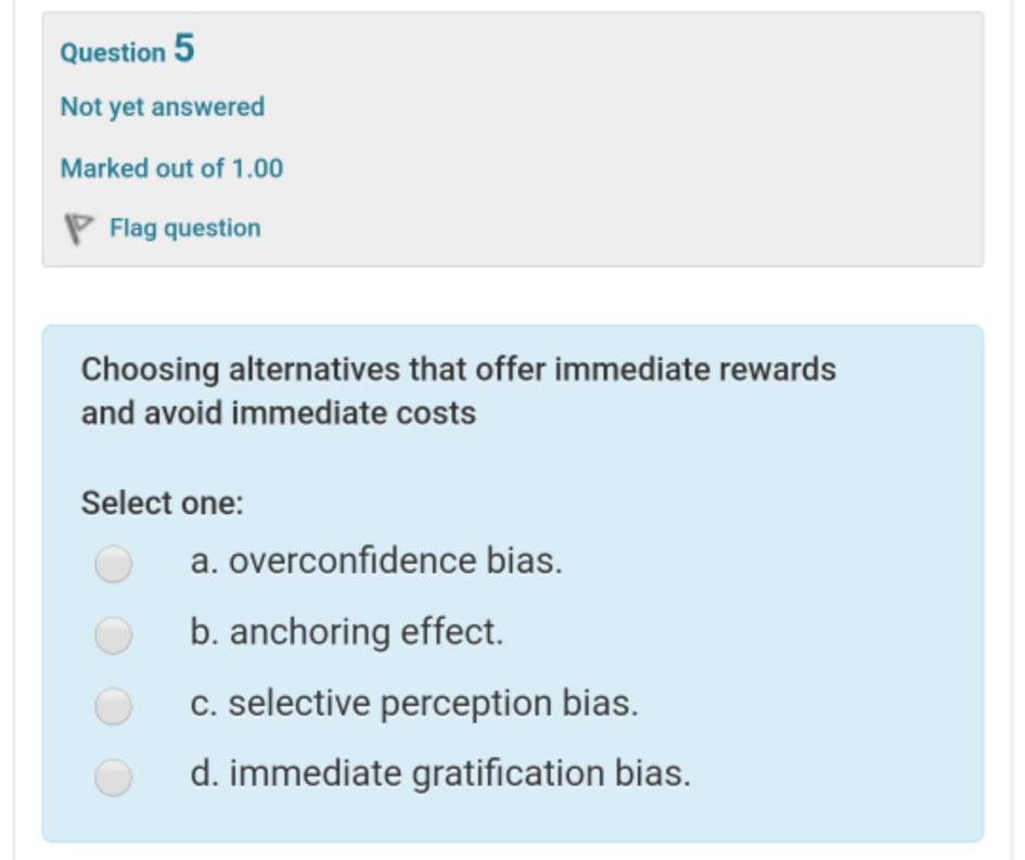 Question 5 Not yet answered Marked out of 1.00 P