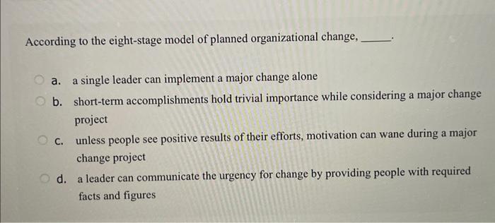 According to the eight-stage model of planned