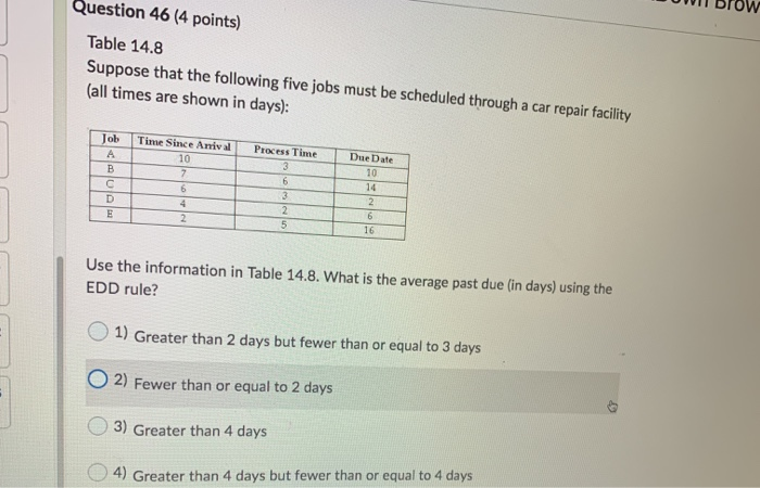 correct answer Question 46 (4 points) Table 14.8