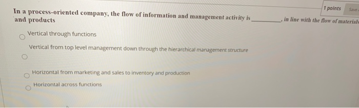 1 points Save in line with the flow of materials