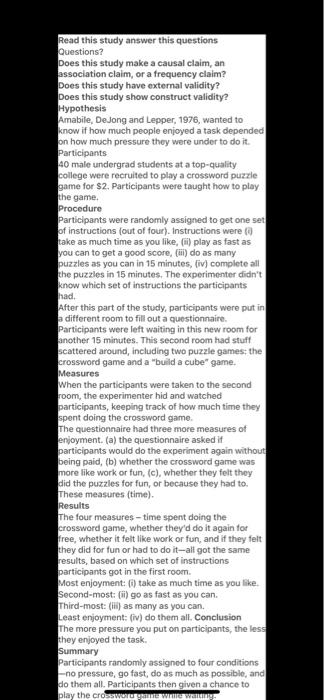 Read this study answer this questions Questions?