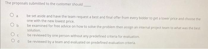 The proposals submitted to the customer should a
