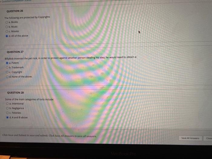 Ouestion Comp QUESTION 26 The following are