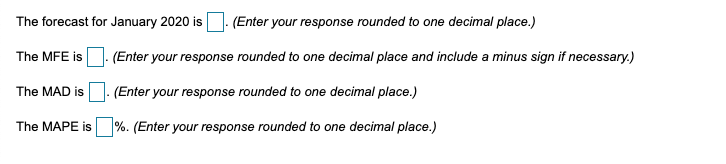 Develop a three-period moving average and fill-in