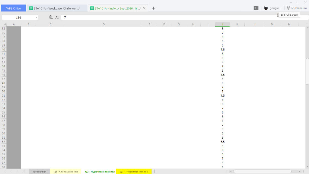 Question 2: Week 7, hypothesis testing I (for one
