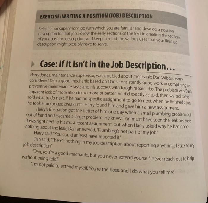 EXERCISE: WRITING A POSITION (JOB) DESCRIPTION