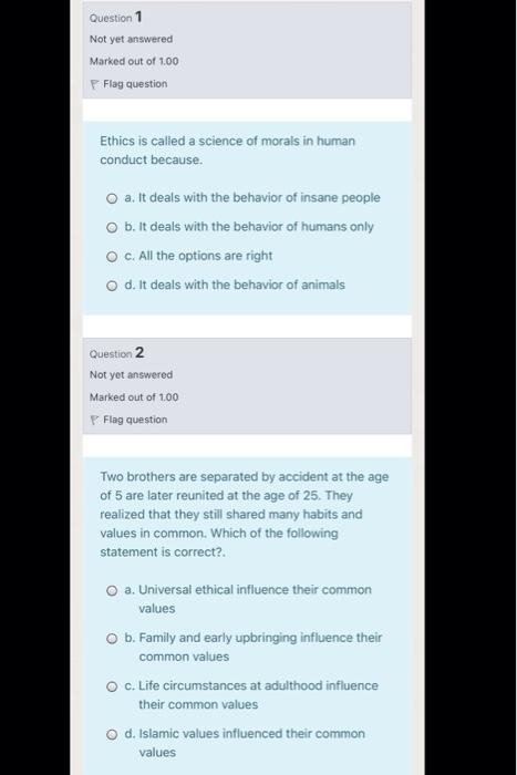 i want a fast answer Question on 1 Not yet