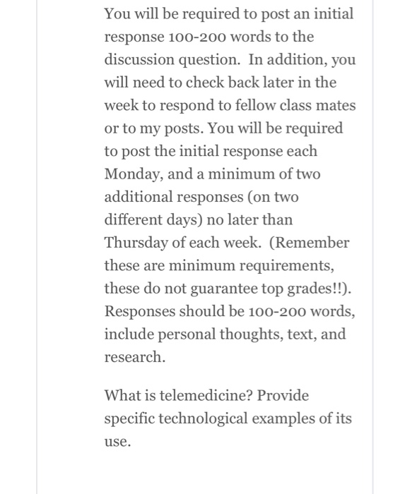 You will be required to post an initial response