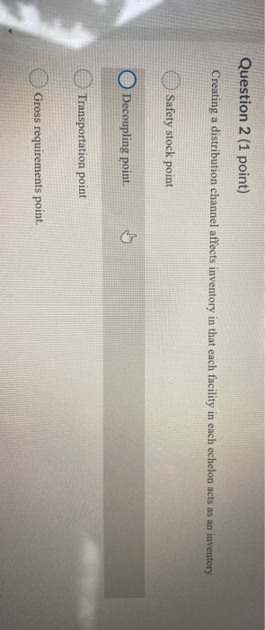 Question 2 (1 point) Creating a distribution