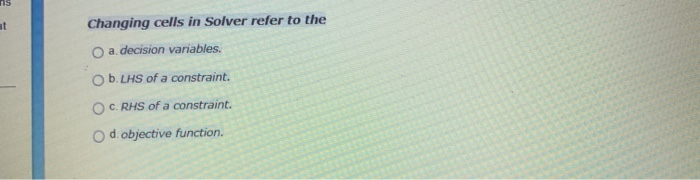Changing cells in Solver refer to the O a